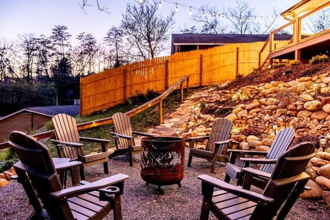 Relax by the firepit after spending the day hiking in The Great Smoky Mountains!