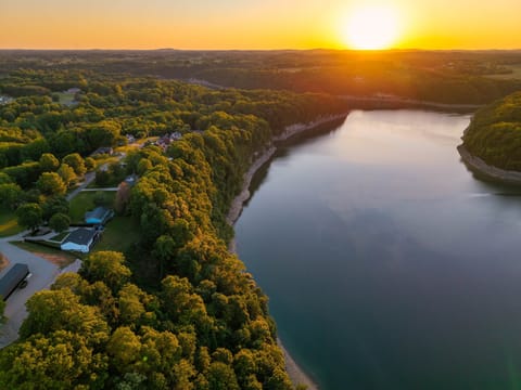Breathtaking sunset aerial views overlooking beautiful Lake Cumberland.