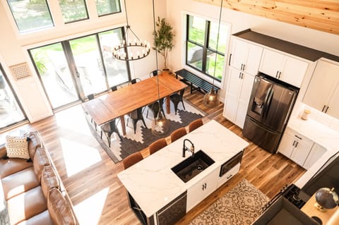 Kitchen and dining spaces