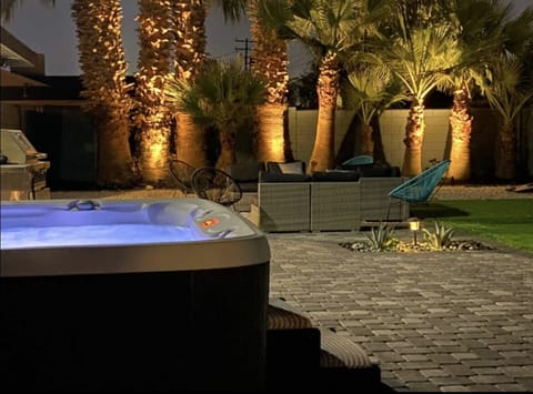 Hot tub to warm up in 