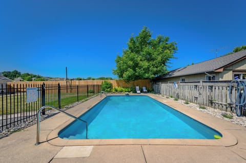 private fenced pool in the backyard 