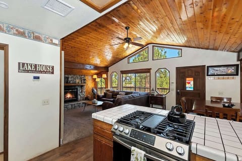 Living room and dining table view.
