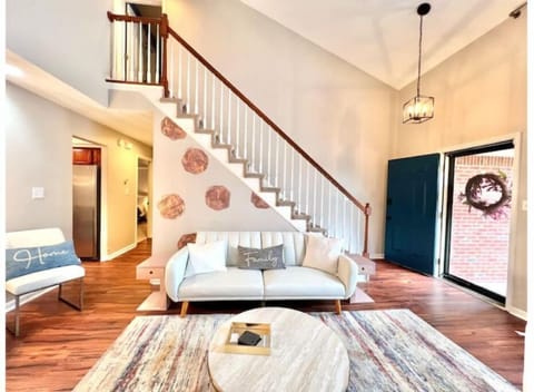 Lovely living room with futon couch for additional sleeping for smaller persons