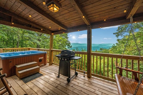 Welcome! Come relax as a group in the hot tub or the swing and rocking chairs!