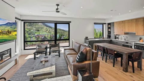 Living room, dining area, kitchen