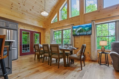 This beautiful dining room table seats 8!