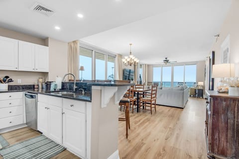 Kitchen to living room views