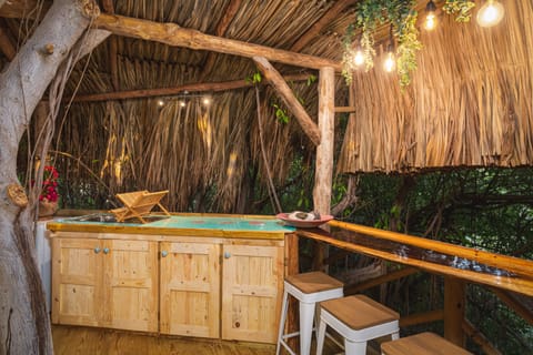Romantic Tree House | Private kitchen | Fridge, microwave, stovetop, coffee/tea maker