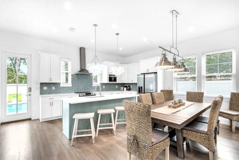 Azure features a beautiful quartz island seating for grab-and-go meals