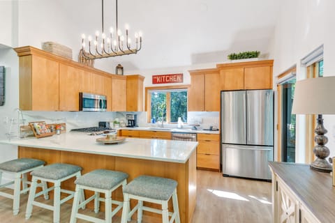 Fully equipped kitchen offers everything you may need. 