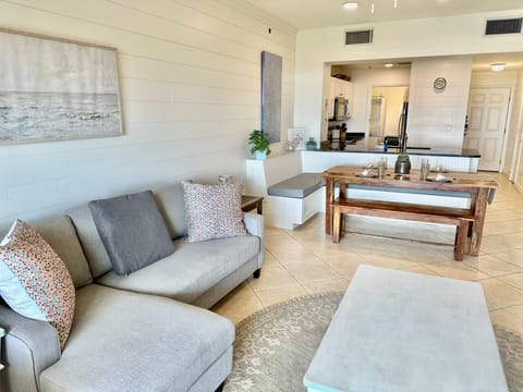 Comfy & stylish decor in the living room with queen sleeper sofa