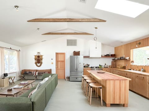 living space and kitchen