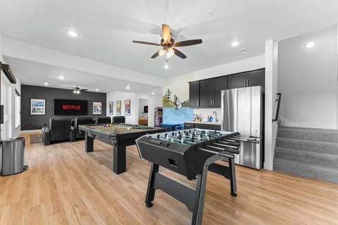 Game Room with Pool, Foosball, Arcade Games, and an 85" TV + Sound System & 3 rows of Theater Seating