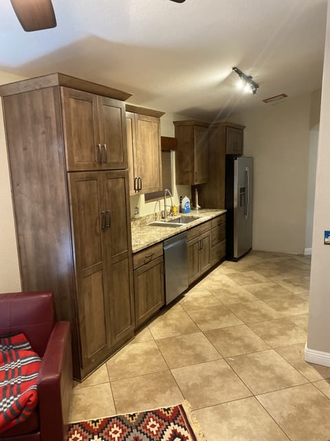 Galley kitchen.  Newly updated. All the amenities of home and more. 