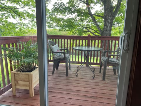 Deck with a view and sitting area.