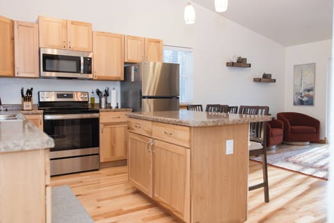 View of the kitchen from the front door