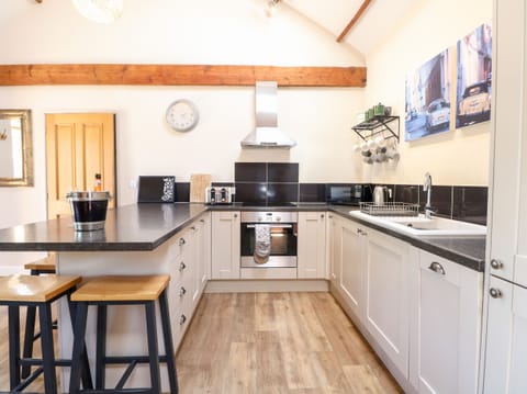 Fridge, dishwasher, electric kettle, toaster