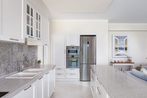 Panoramic Villa | Private kitchen | Fridge, microwave, oven, stovetop