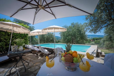 Seasonal outdoor pool, pool umbrellas, sun loungers