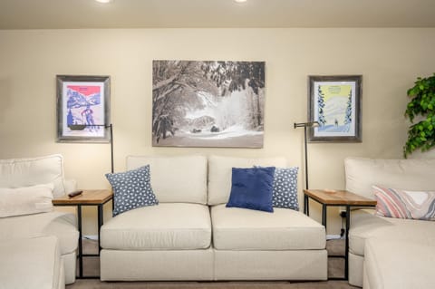 Lots of comfortable seating in the living room.