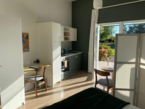 Deluxe Double Room, Kitchen, Garden View | Private kitchen | Microwave, highchair