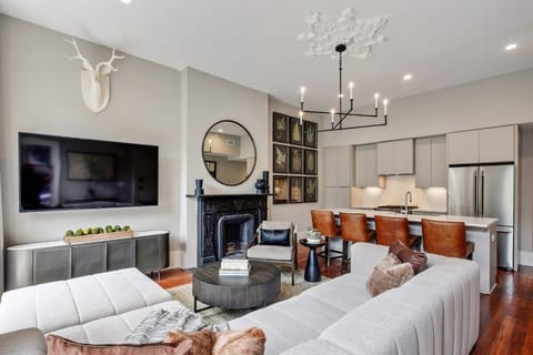 Living Room | Fireplace and Lounge Area | Second Floor of Building — Unit on One Level
