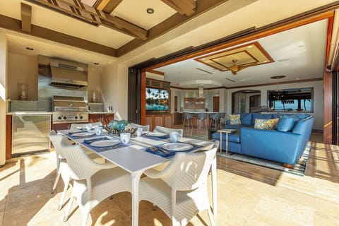 Sliding pocket doors create an indoor / outdoor space