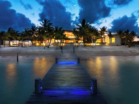 Private beach, white sand, sun loungers, beach umbrellas