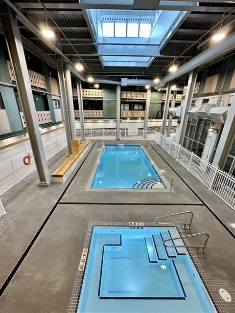 Our balcony overlooks the atrium with the newly built pool and hot tub.