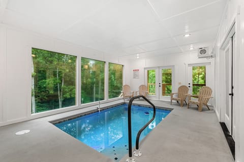 Heated, private indoor pool! ~4-5 feet deep and ~84 degrees takes the chill off.