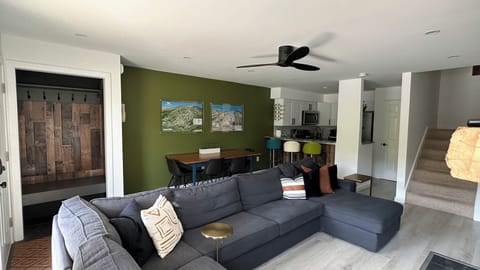 Our open concept space harmoniously blends living, dining, and kitchen areas.