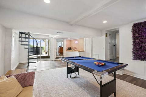 Lower level living space with pool table