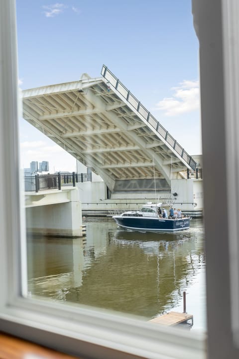 Piers can accommodate any boat size.  Drawbridge right next door.
