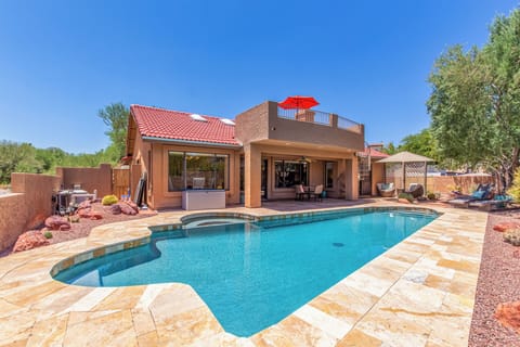 Backyard Oasis of pool, spa and second story patio