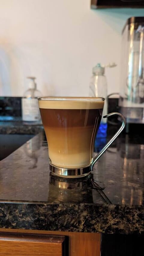 Cappuccino from the Nespresso machine (milk added to the cup and heated 20 seconds in the microwave before the Espresso)