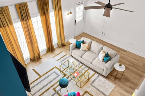 Designer grand area as seen after ascending the staircase.