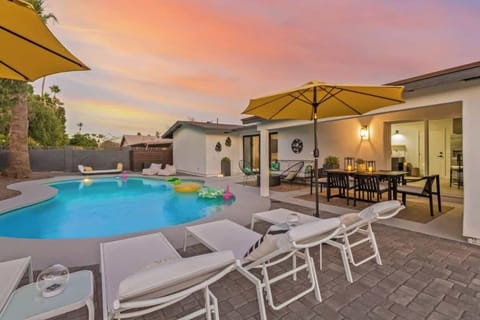 Relax pool side with plenty of loungers and seating
