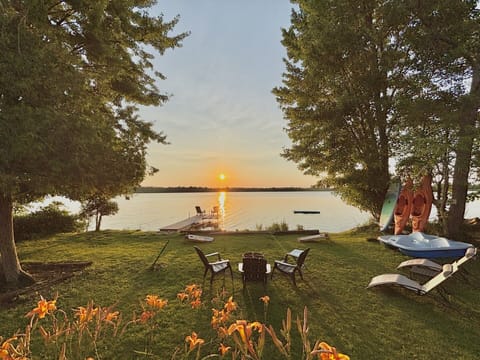 Sunset. Waterfront. Water toys. Enjoy!