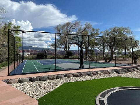 Private sport court, trampoline, scooter paths