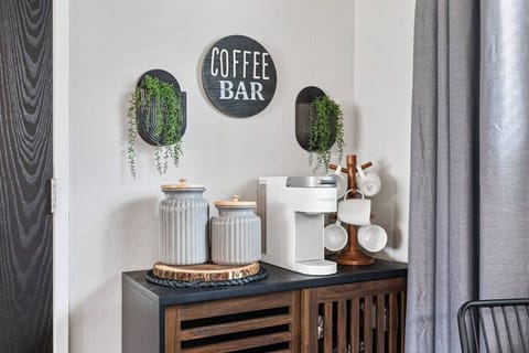 Help yourself to a cup of coffee at our complimentary coffee bar, complete with cream, sugar and coffee for the Keurig maker.