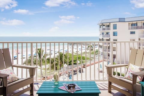 Balcony with panoramic views of the Gulf of Mexico and the heated pool.