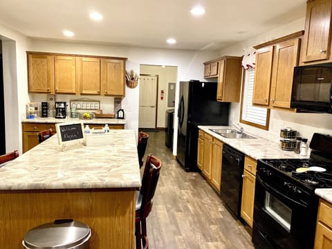 Stocked open kitchen