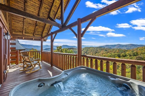 View of the fall leaves from hot tub