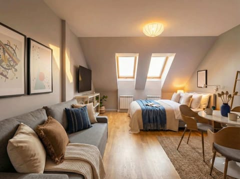 Apartment with queen size bed and convertible sofa bed for up to 4 people