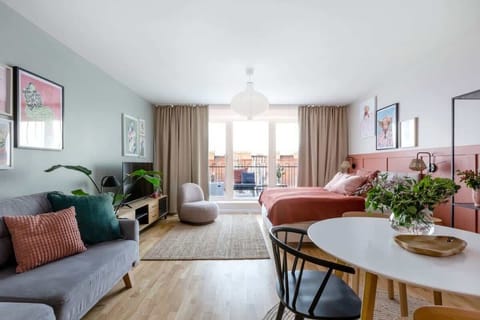 The main room with kitchen & dining area
