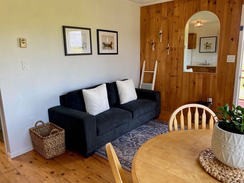 Main area with a plush sofa