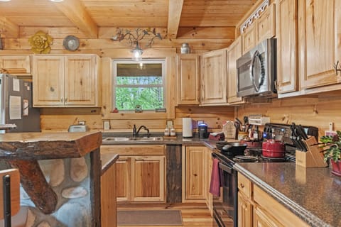 Enjoy the wooded views while cooking a whole made meal.