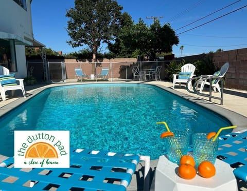 Welcome to The Dutton Pad! Enjoy our sparkling clean, pool with plenty of lounging and seating to enjoy our beautiful, seasonal California sunshine.  Although the pool is not heated, it is enjoyable and accessible throughout the year.