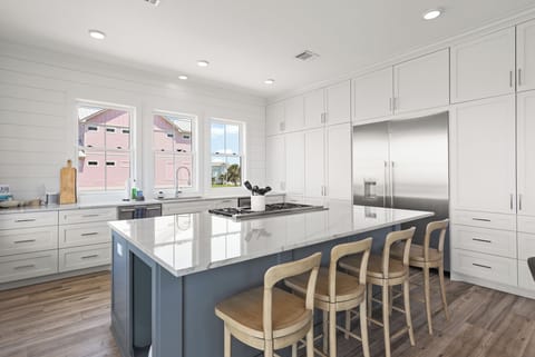 Brand new stainless steel appliances.