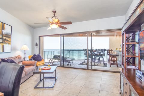Open floor plan living room is spacious and comfortable